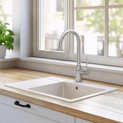 Quadri Stamford Baterie de bucătărie din oțel inoxidabil cu duză rotundă pivotantă 1208956109