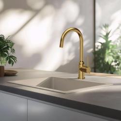 Quadri Stamford Baterie de bucătărie  auriu cu duză rotundă pivotantă 1208956114