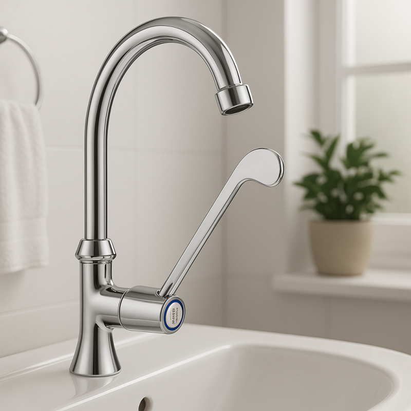 PB Clinic robinet pentru persoane cu dizabilități, robinet pentru apă rece, cu manetă lungă, model înalt, crom, 1208956277.