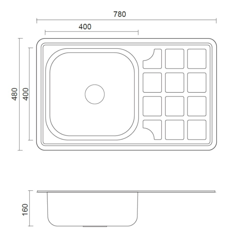 Aquadesign Basic chiuvetă din inox cu scurgător reversibil 78x48cm montaj pe blat 1208956286