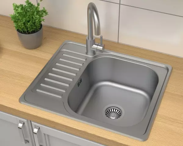 Cuva de inox Aquadesign Rudolf, dimensiune 580x480mm, montată pe blat cu suport pentru scurgere, reversibilă.