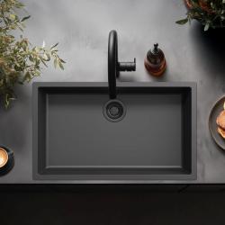 Chiuveta mare neagră de 70x40 cm, montată sub blat, suprapusă sau încastrată, cu dop negru 1208956401.