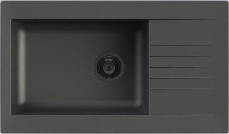 Chiuveta mare din plastic negru reversibila cu scurgere incorporata, marca Ausmann Fibre, dimensiuni 86x50 cm, cu dop negru.