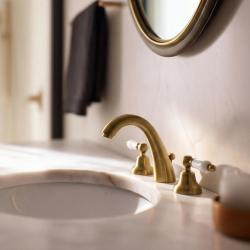 Baterie clasică PB pentru chiuveta înaltă, cu 3 găuri, cu manete albe, de culoare bronz, 1208956910.