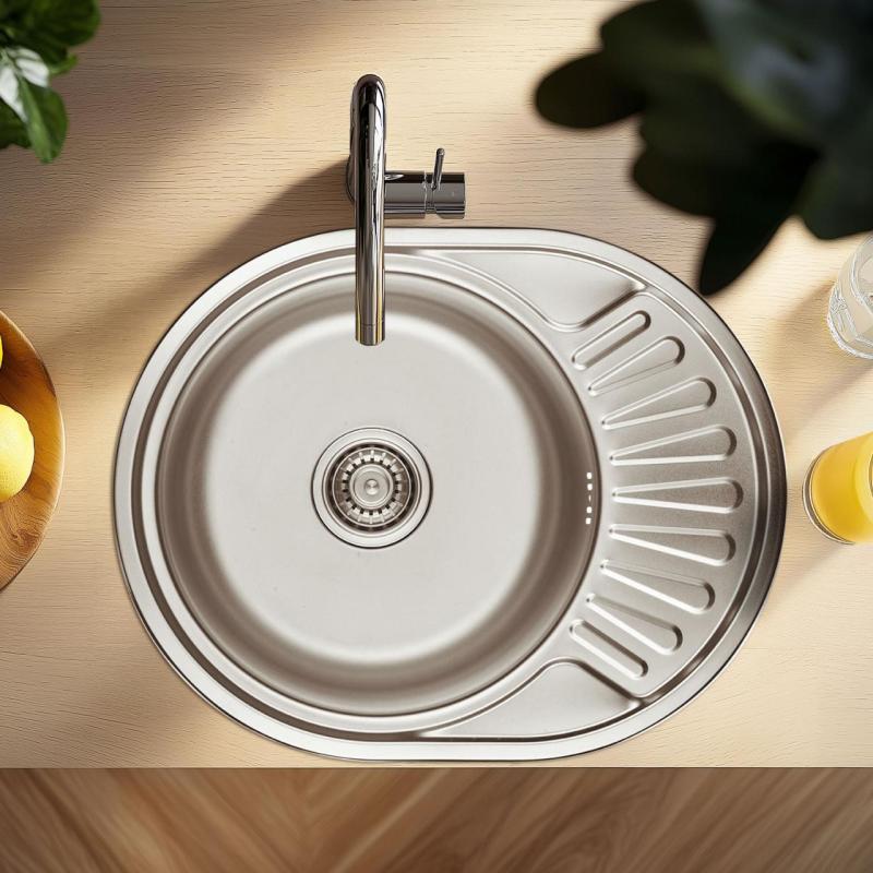 Chiuvetă cu cuvântul de ordine din oțel inoxidabil Ausmann Basic, cu scurgător reversibil, 57x45 cm, inclusiv sifon. 1208956973.