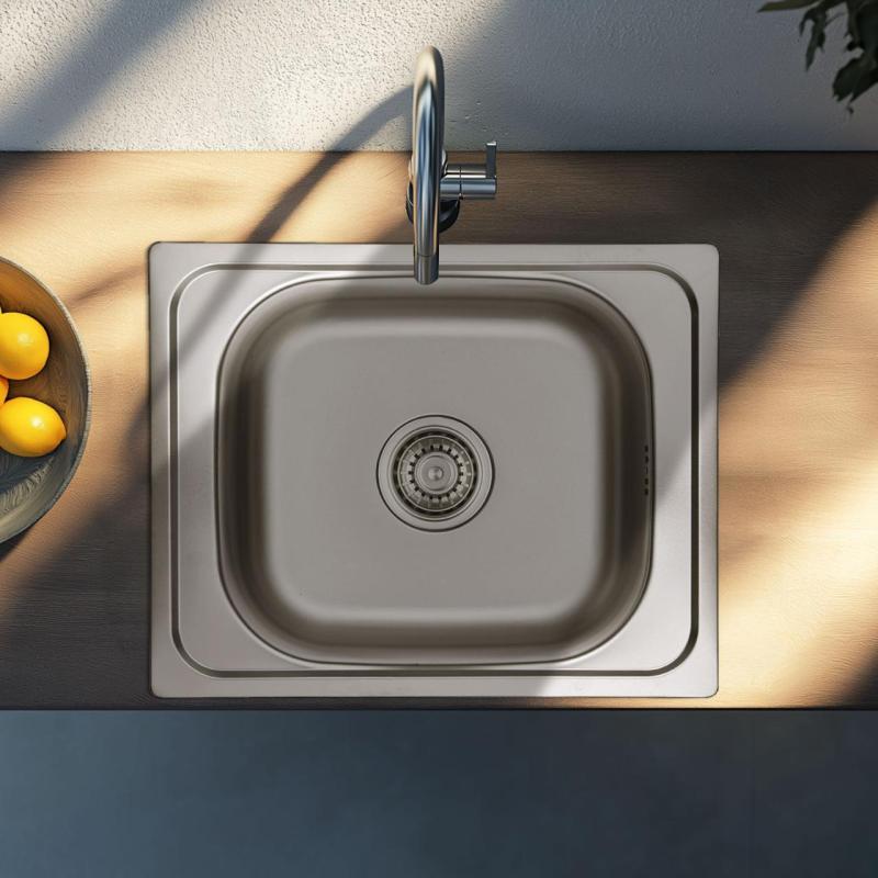 Chiuveta de suprafață Ausmann Basic din oțel inoxidabil, dimensiuni 50x40 cm, inclusiv sifon.