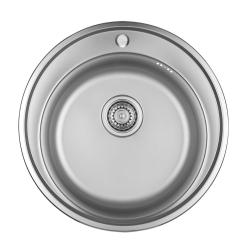 Ausmann Basic este o chiuvetă rotundă de suprafață din oțel inoxidabil cu gaură pentru robinet, cu diametrul de 51 cm, inclusiv sifonul 1208956976.