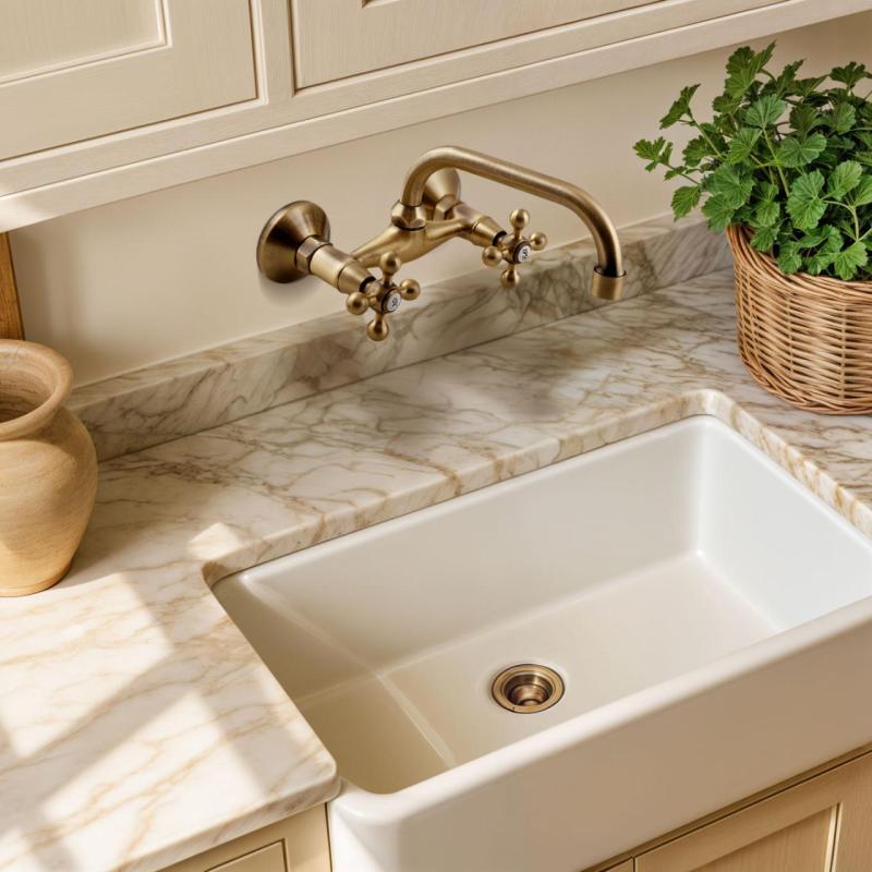 AquaTrimo Vivaldi robinet de bucătărie clasic Bronz de perete cu duză superioară 21VV7066BN