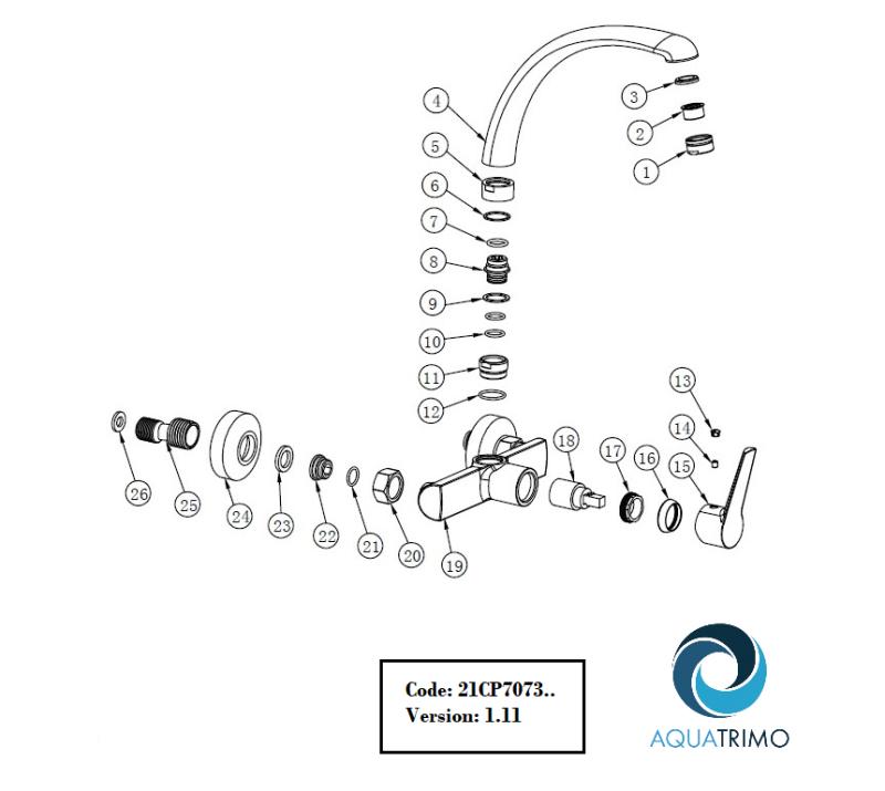 AquaTrimo Chopin Robinet de perete pentru bucătărie  cu duză superioară negru mat 21CP7073SW