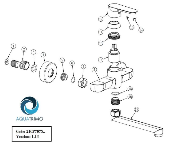 AquaTrimo Chopin robinet de perete negru cu duză inferioară de 235mm 21CP7075SW