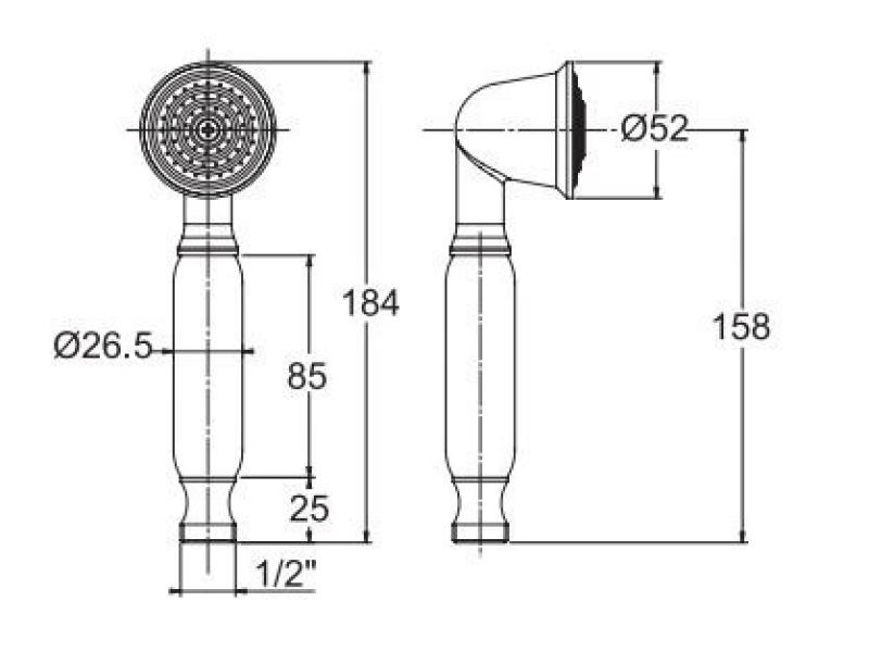 Duș manual clasic cu mâner alb din bronz PB 1208957104.