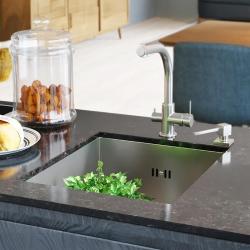 Chiuvetă din oțel inoxidabil Ausmann sau RVS, dimensiuni 34x40cm, montaj suprapus, sub-blat sau cu montaj superior, adâncime suplimentară de 22cm. Cod produs: 1208957111.
