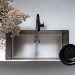 Ausmann sau chiuvetă mare din oțel inoxidabil 74x40cm, cu montaj suprapus sau subblat, și încastrat adâncime suplimentară de 22cm 1208957114