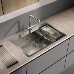 Chiuveta mare din oțel inoxidabil, Ausmann sau Blue, cu dimensiunile de 79x50cm, montaj pe suprafață sau deasupra blatului, cu orificiu pentru robinet. Cod produs: 1208957119.