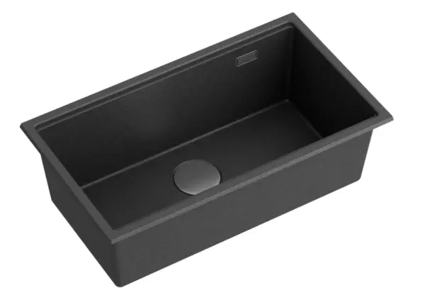 Cuptorul de mare adâncime Quadri Newport, din granit, montat deasupra sau sub blat, cu chiuvetă antracită de 760x435 mm.