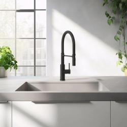 Quadri Chester Baterie de bucătărie  cu duză flexibilă și duș cu 2 jeturi negru mat 1208957225