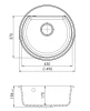 GraniteMy Bremen ronde granieten spoelbak 43 cm wit opbouw en onderbouw met kraangatbank met rvs plug 1208957356