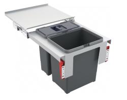 Sistemul de sortare a deșeurilor Franke Sorter Garbo 45-2 cu montaj încorporat, 1 x 12 și 1 x 18 litri coș de gunoi.