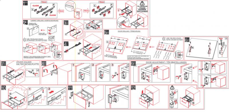 Sistemul de sortare a deșeurilor Franke Sorter Garbo 45-2 cu montaj încorporat, 1 x 12 și 1 x 18 litri coș de gunoi.