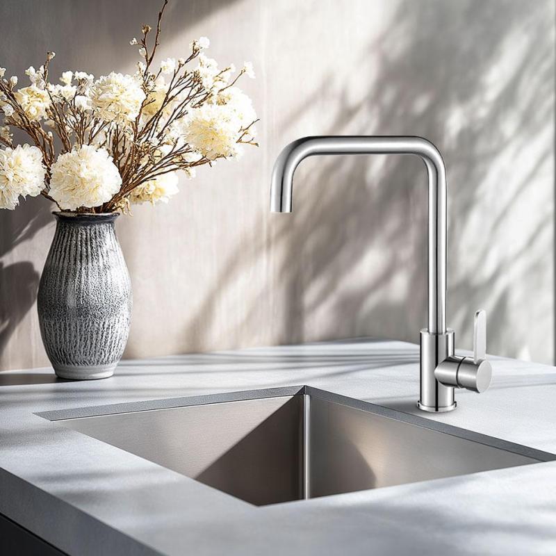 AquaTrimo Solid robinet de bucătărie din oțel inoxidabil masiv cu duză pivotantă  21SL7370SS