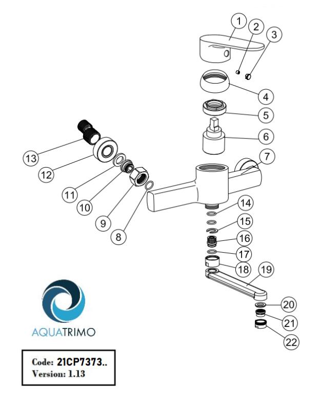 AquaTrimo Chopin robinet de perete cu un mâner pentru bucătărie, crom 21CP7373CM.
