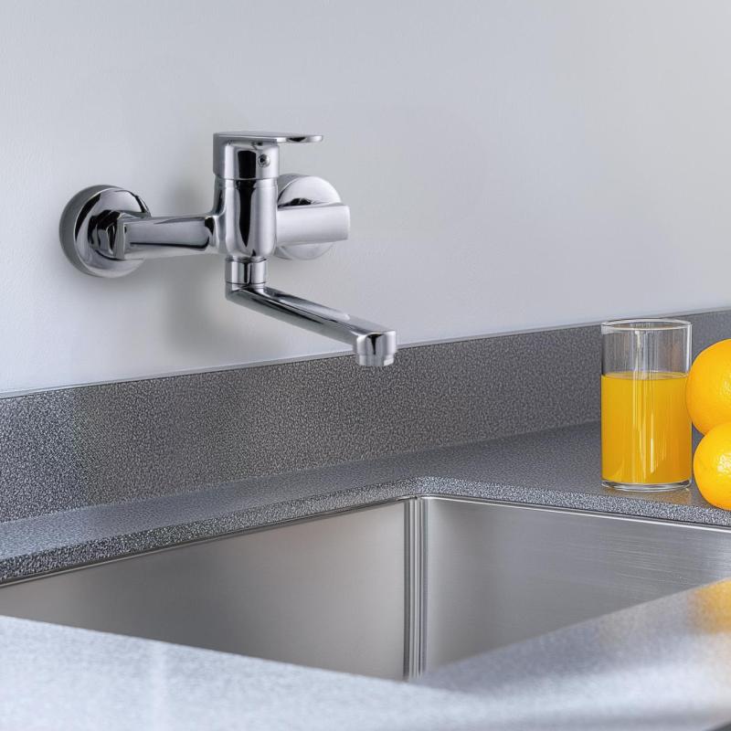 AquaTrimo Chopin robinet de perete cu un mâner pentru bucătărie, crom 21CP7373CM.