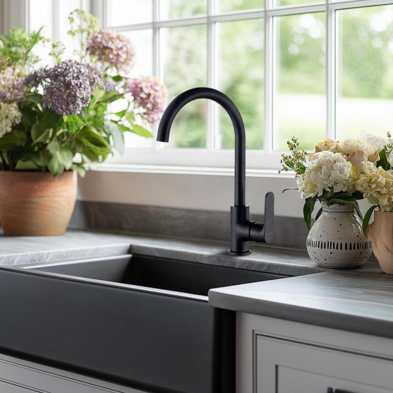 AquaTrimo Chopin robinet de bucătărie cu o singură manetă negru mat 21CP7374SW