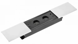 Inbouw stopcontact Indux Slide max în blatul de lucru al bucătăriei cu USB-A, HDMI, RJ45 și USB-C, culoare alb mat, 1208957429.