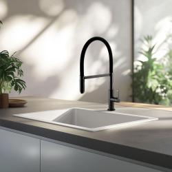Ausmann Lavea Robinet de bucătărie  gun metal PVD grafit cu duză pivotantă și flexibilă 1208957437