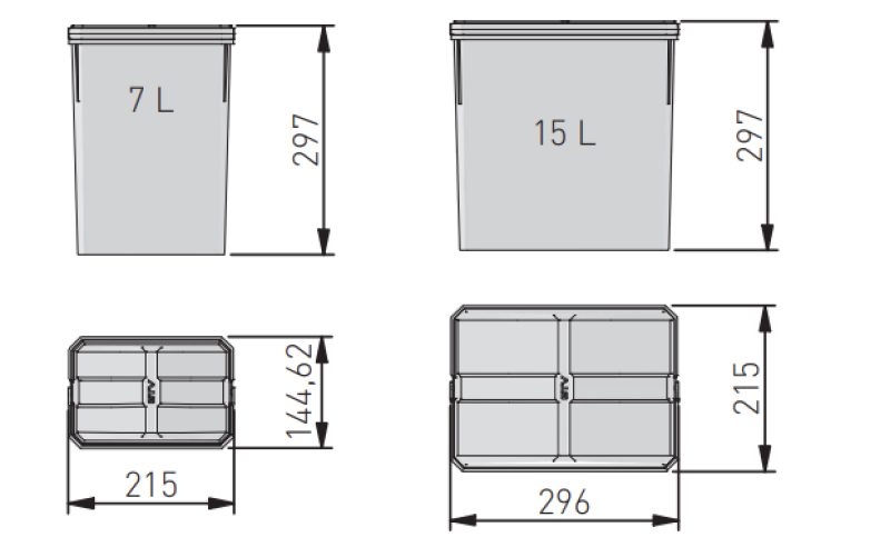 Sistemul de sortare a deșeurilor Garbi Basket B-70-4 pentru sertar de 70 cm, inclusiv suport și 4 coșuri de gunoi 1208957476.