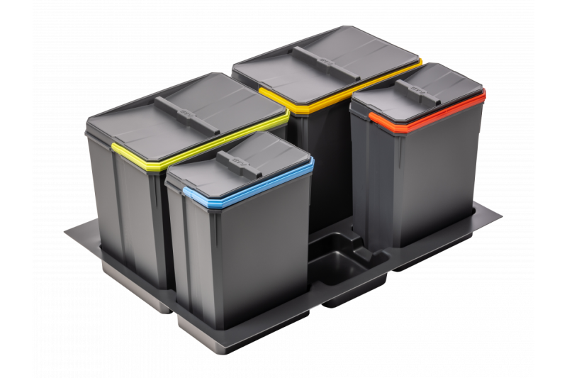 Sistemul de sortare a deșeurilor Garbi Basket B-70-4 pentru sertar de 70 cm, inclusiv suport și 4 coșuri de gunoi 1208957476.