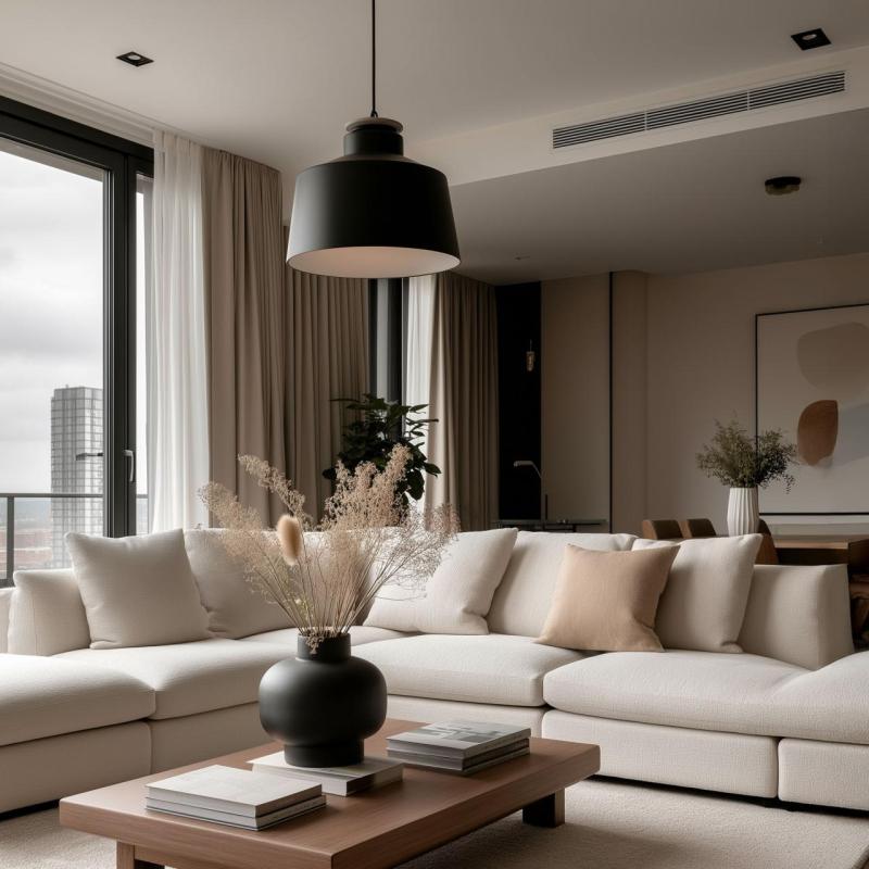 Decorul Margus pendul metalic negru mat cu adaos din lemn 2911