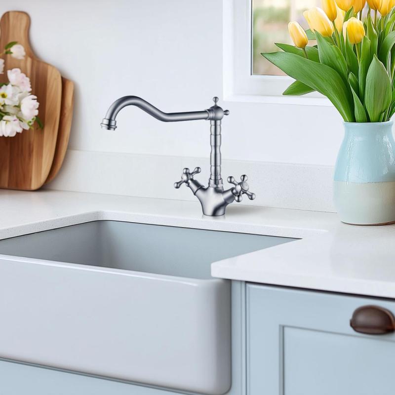 AquaTrimo Windsor robinet clasic pentru bucătărie nostalgic cu duză unghiulară oțel inoxidabil 21WS7531NM