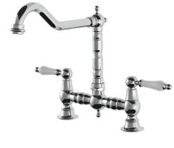 AquaTrimo Country robinet de bucătărie clasic nostalgic cu 2 orificii și duză unghiulară cromat 21CT7657CM
