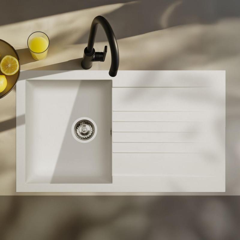 Chiuveta Ausmann Fibre albă reversibilă cu scurgere 86x50 cm 1208957673