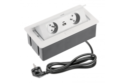 Indux Flip Medium prize de bucătărie cu împământare în blat sau dulap suspendat alb cu 2 prize și 2 încărcătoare USB 1208957849