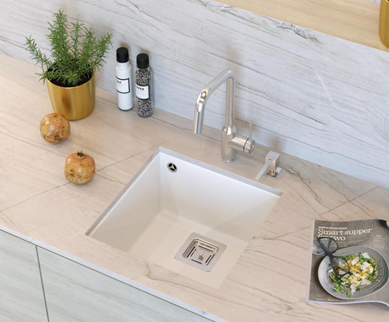 Quadri Quadrangle granit alb chiuvetă submontată 42x42 1208957886