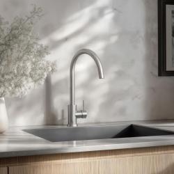 Ausmann Inox Round Robinet de bucătărie cu duză rotativă complet din oțel inoxidabil 1208958308