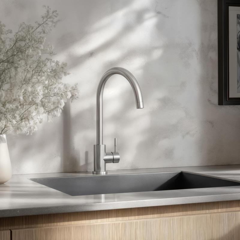 Ausmann Inox Round Robinet de bucătărie cu duză rotativă complet din oțel inoxidabil 1208958308