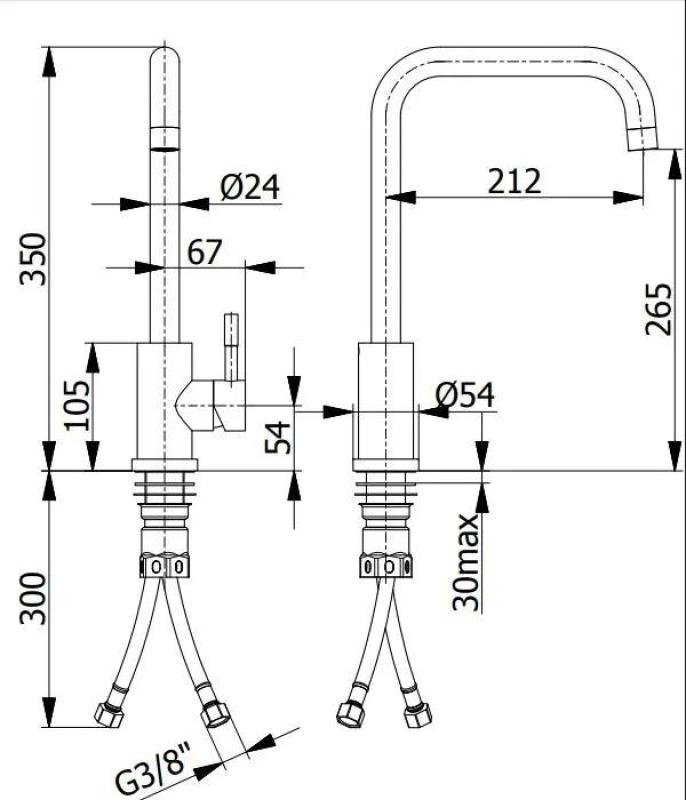 Ausmann Inox Square Robinet de bucătărie cu duză pivotantă complet din oțel inoxidabil1208958309