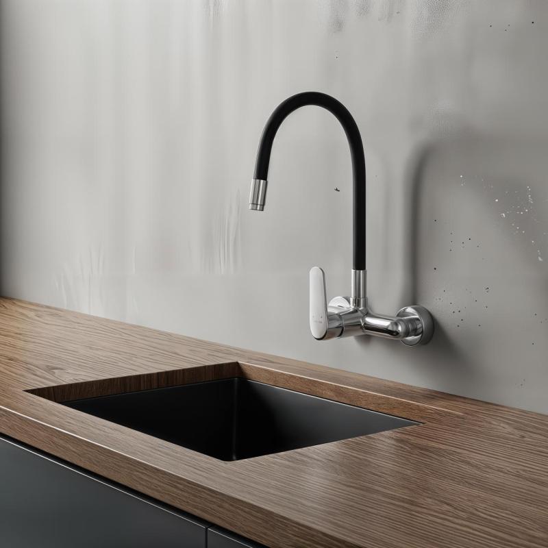 Aquatrimo Chopin perete robinet cromat cu gura de scurgere flexibilă înaltă 21CP8462CM