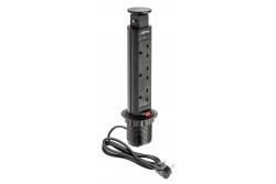 Cablu de extensie pentru mortise de birou 60 mm, 3 prize UK (negru) VERSIUNE ÎN LIMBA ENGLEZĂ 1208958626