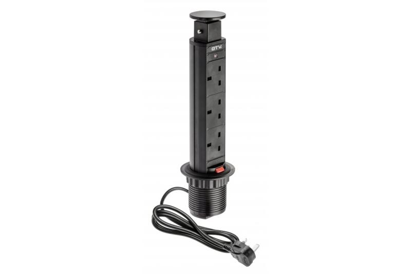 Cablu de extensie pentru mortise de birou 60 mm, 3 prize UK (negru) VERSIUNE ÎN LIMBA ENGLEZĂ 1208958626