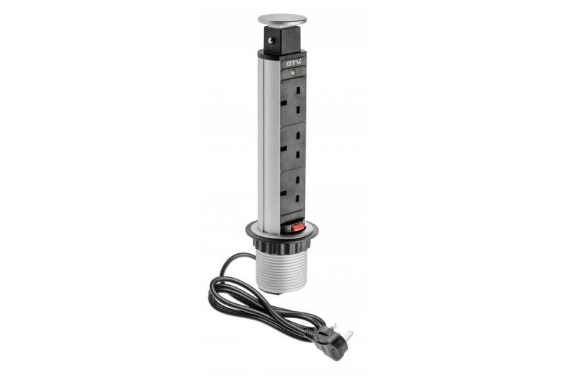 Cablu de extensie pentru mortasă de birou 60 mm, 3 prize UK (argintiu) VERSIUNE ÎN LIMBA ENGLEZĂ 1208958627