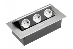 Cablu de prelungire pentru desktop cu 3 prize schuko, fără cablu, aluminiu 1208958667