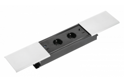 Cablu de prelungire PRESTINO încorporat în birou, 2x priză franceză, USB A+C, RJ45, HDMI, cablu 1.5m, argintiu 1208958675