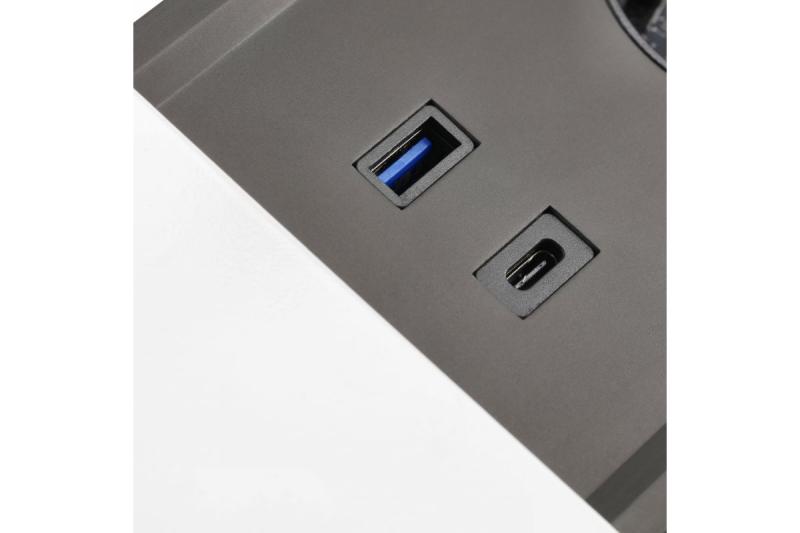 Cablu de prelungire de birou încorporat PRESTINO, 2x priză schuko, USB A+C, RJ45, HDMI, cablu 1.5m, argintiu 1208958676