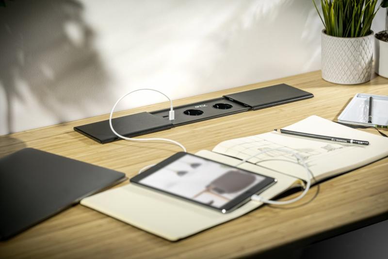 Cablu de prelungire de birou încorporat PRESTINO, 2x priză schuko, USB A+C, RJ45, HDMI, cablu 1.5m, argintiu 1208958676