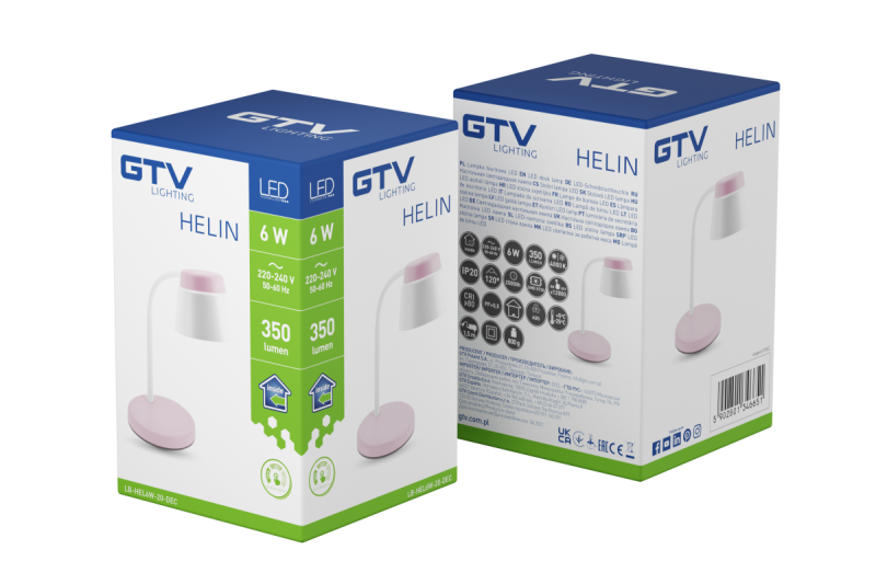 Decor Lampă de birou Helin 6W 350lm AC220-240V 3-CCT PF> 0 5 RA>80 Roz 1208962492