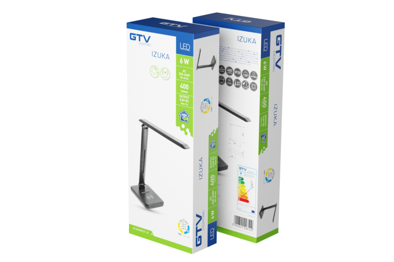 Decor Lampă de birou cu LED IZUKA 6W 400lm AC220-240V 50/60Hz încărcător inductiv CCT negru. 1208962497